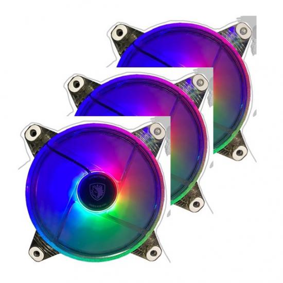 SADES Rainbow RGB Oyuncu Bilgisayar Kasa Fanı 120mm - Siyah (3 Adet)