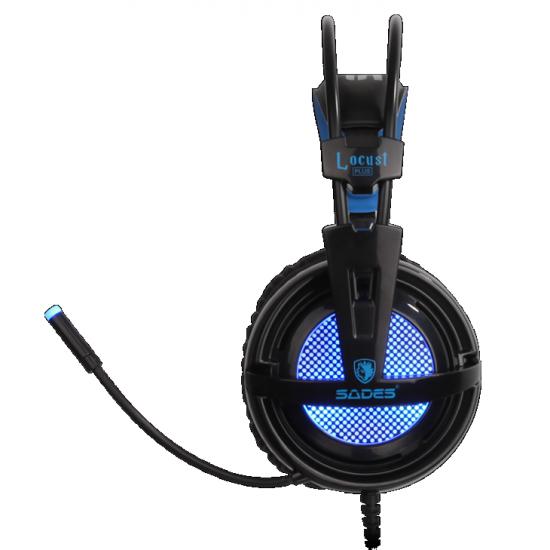 SADES SA-904 Locust Plus Mikrofonlu Kablolu Sanal 7.1 PC Gaming Oyuncu Kulaklığı - Siyah/Mavi